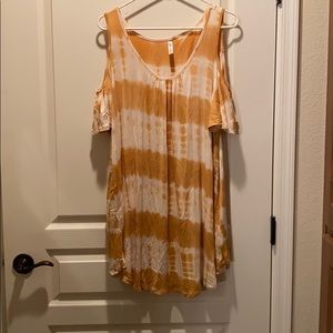 Yellow/Gold and white Cold Shoulder Top